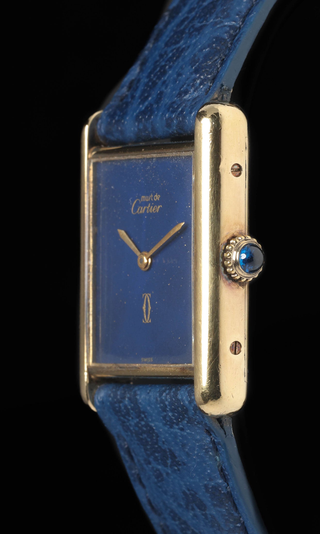 Preowned vintage Cartier Tank Must 'Lapis' Manual Wind 23x30MM Circa 1980s | Crown Vintage Watches