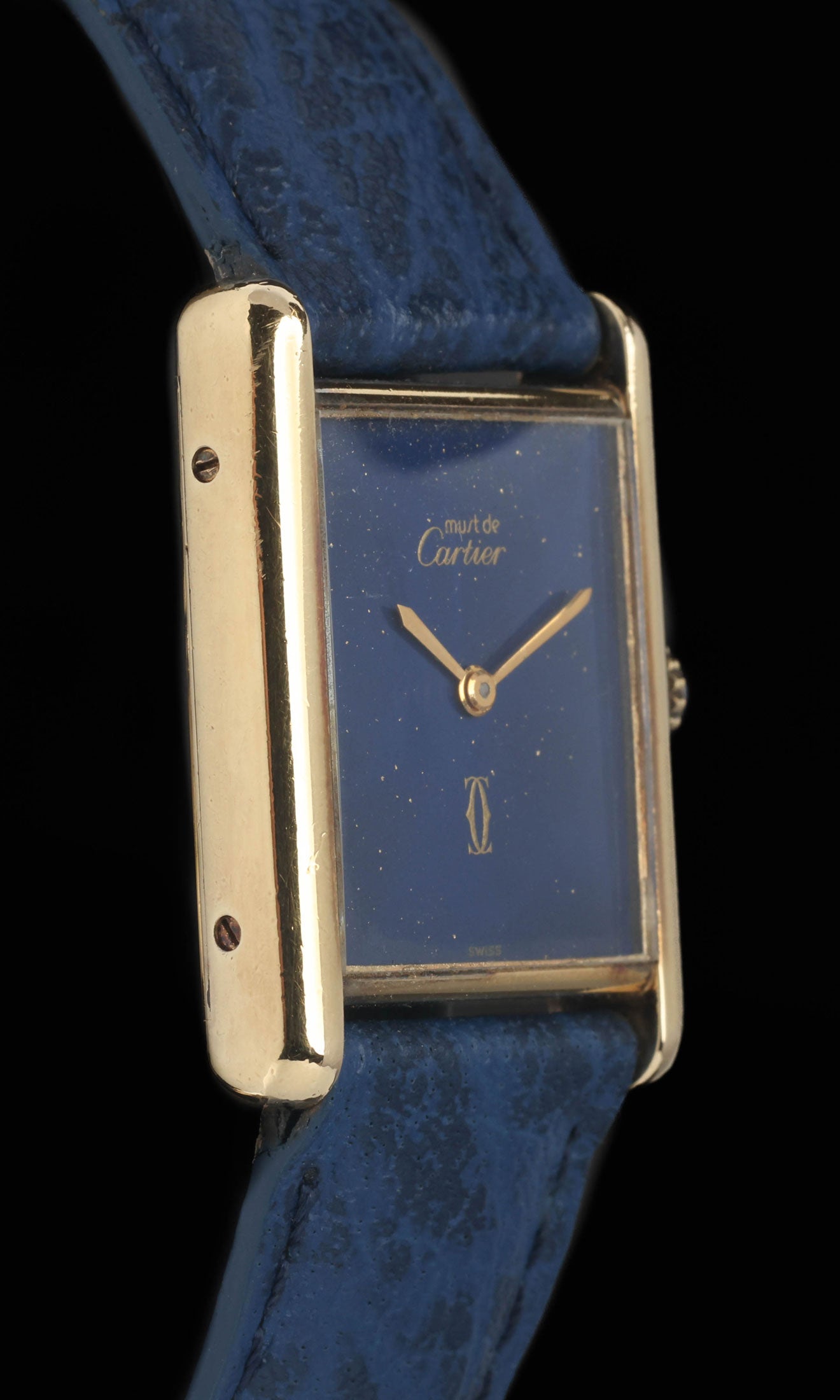 Preowned vintage Cartier Tank Must 'Lapis' Manual Wind 23x30MM Circa 1980s | Crown Vintage Watches