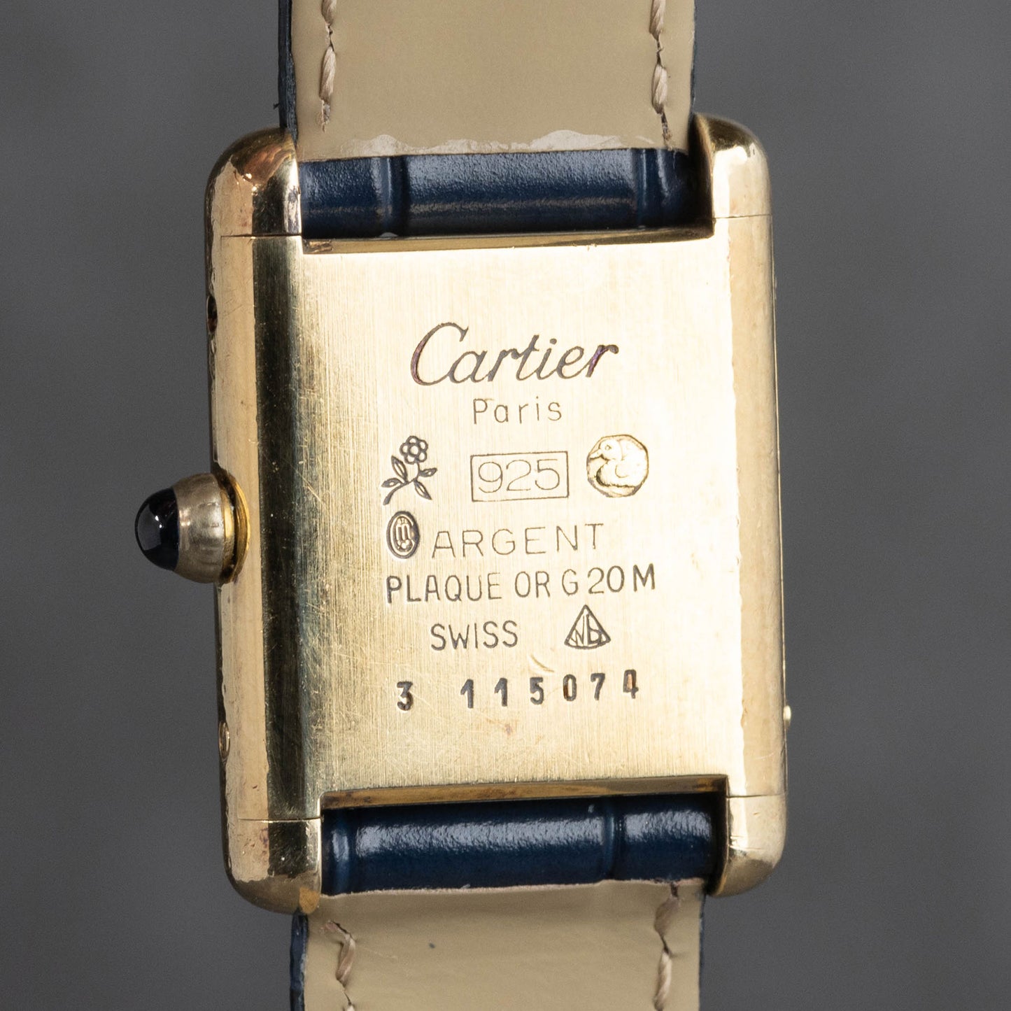 Preowned vintage Cartier Tank Must 'Lapis' Manual Wind 23x30MM Circa 1980 | Crown Vintage Watches