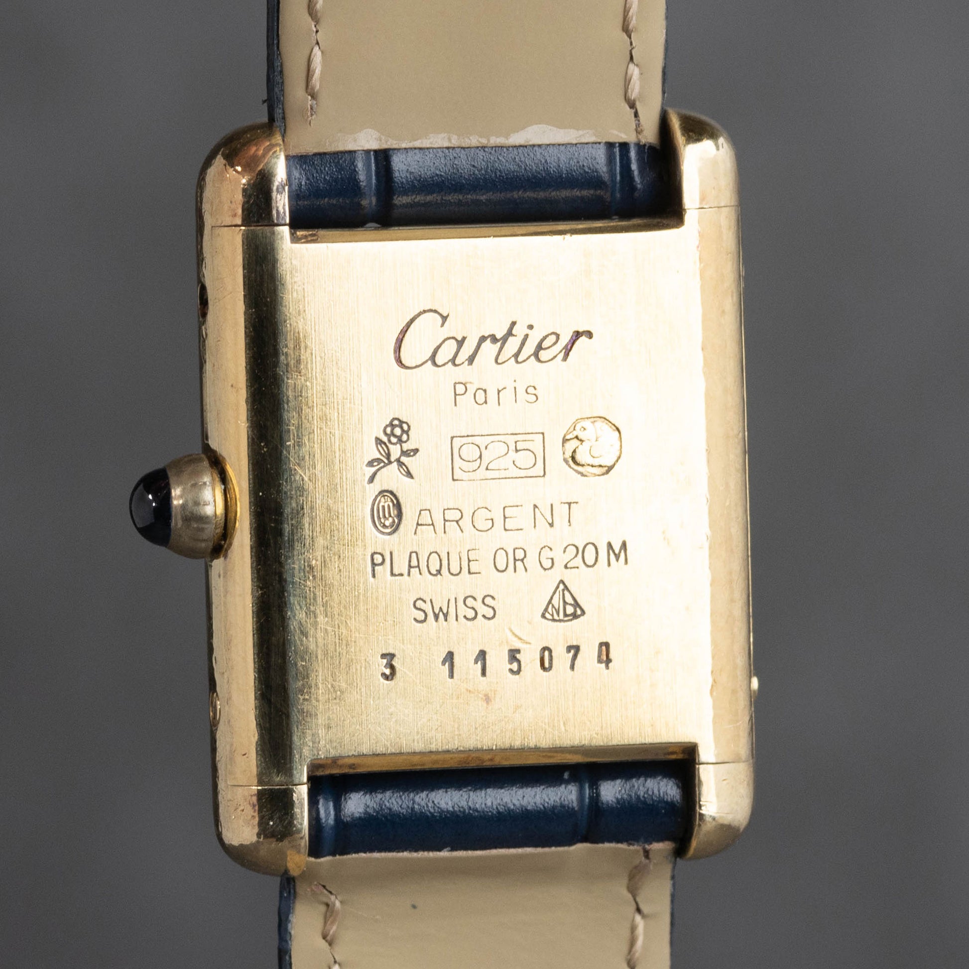 Preowned vintage Cartier Tank Must 'Lapis' Manual Wind 23x30MM Circa 1980 | Crown Vintage Watches