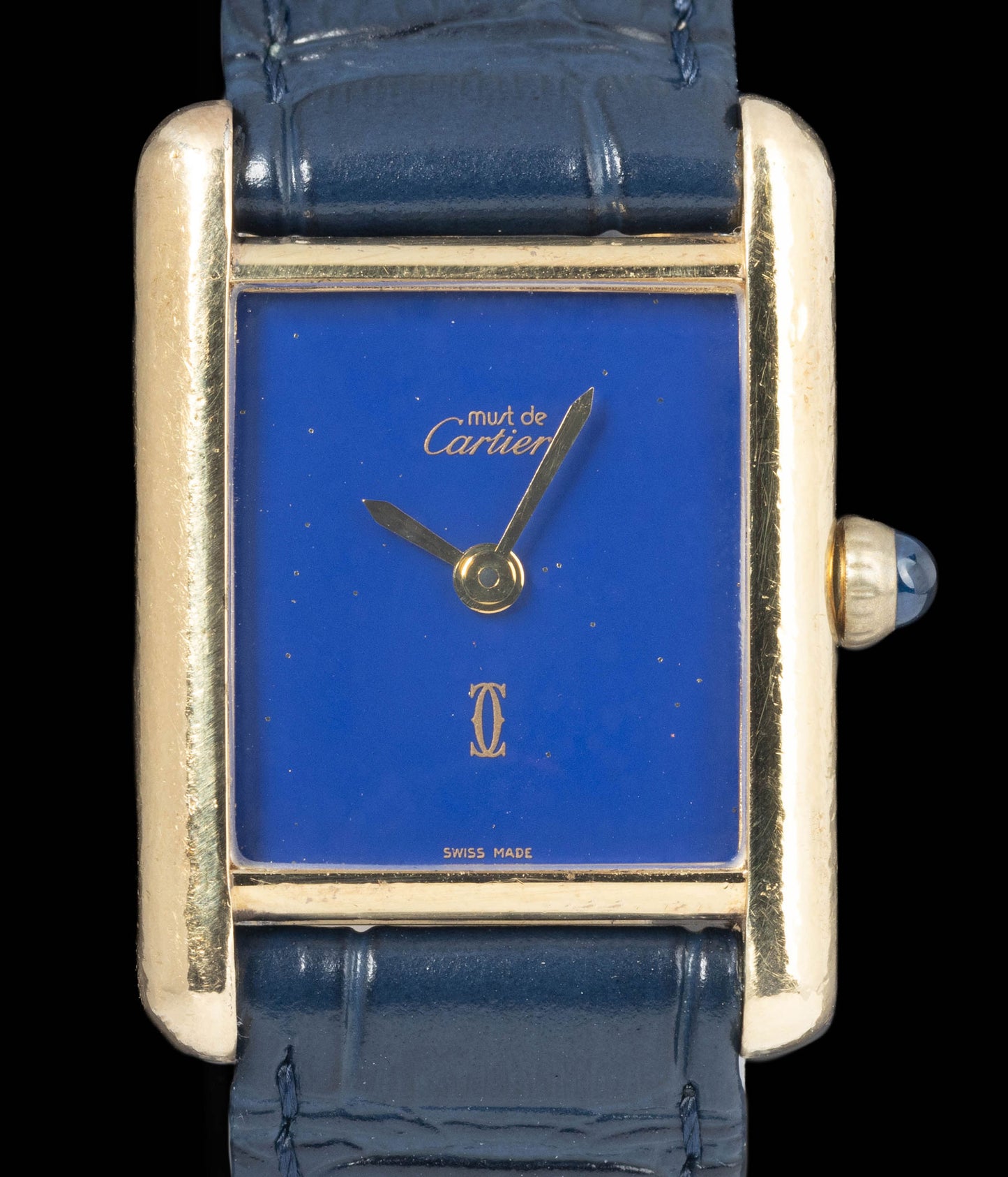 Preowned vintage Cartier Tank Must 'Lapis' Manual Wind 23x30MM Circa 1980 | Crown Vintage Watches