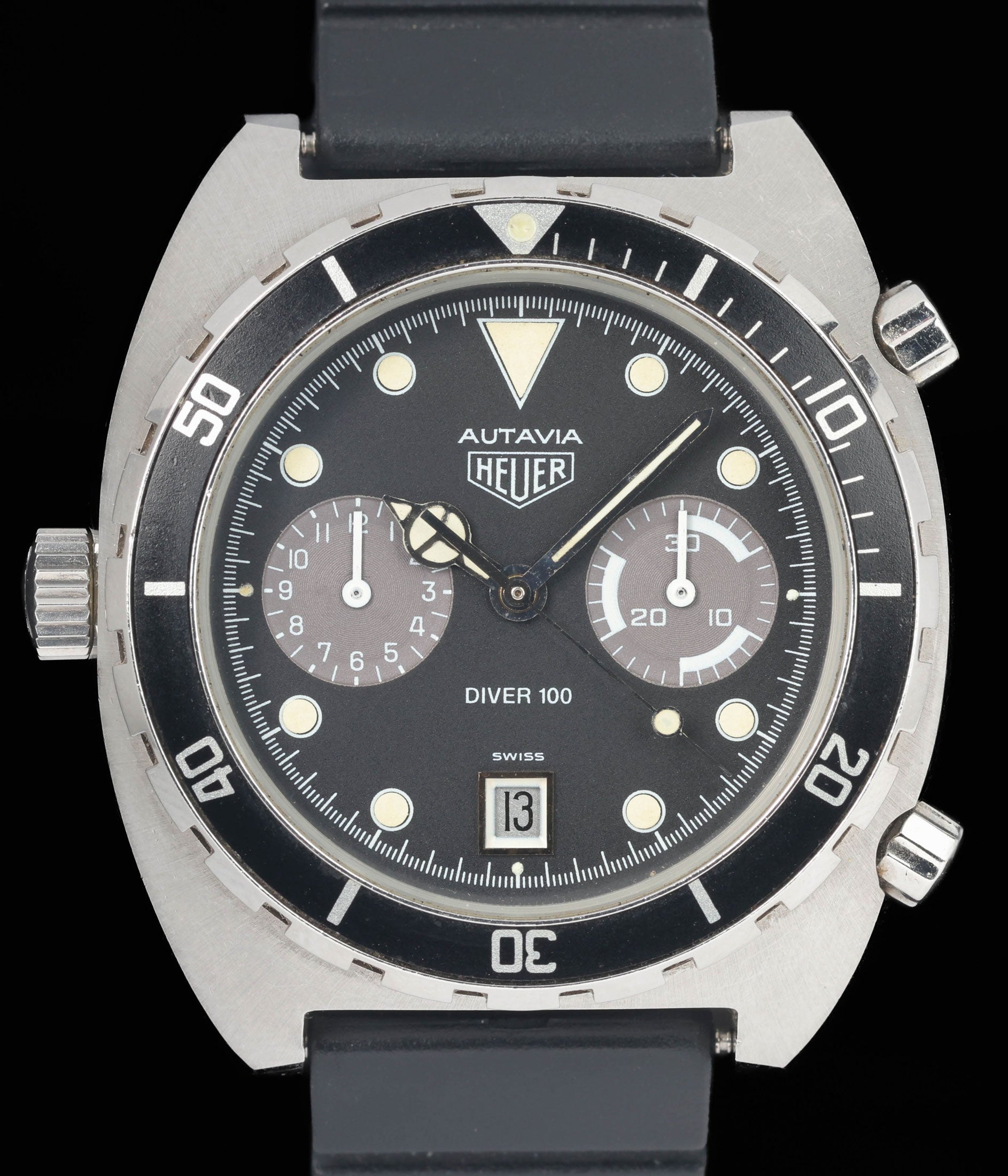 Preowned vintage Heuer Autavia 11063P 'Diver' 42mm 1983 | Crown Vintage Watches