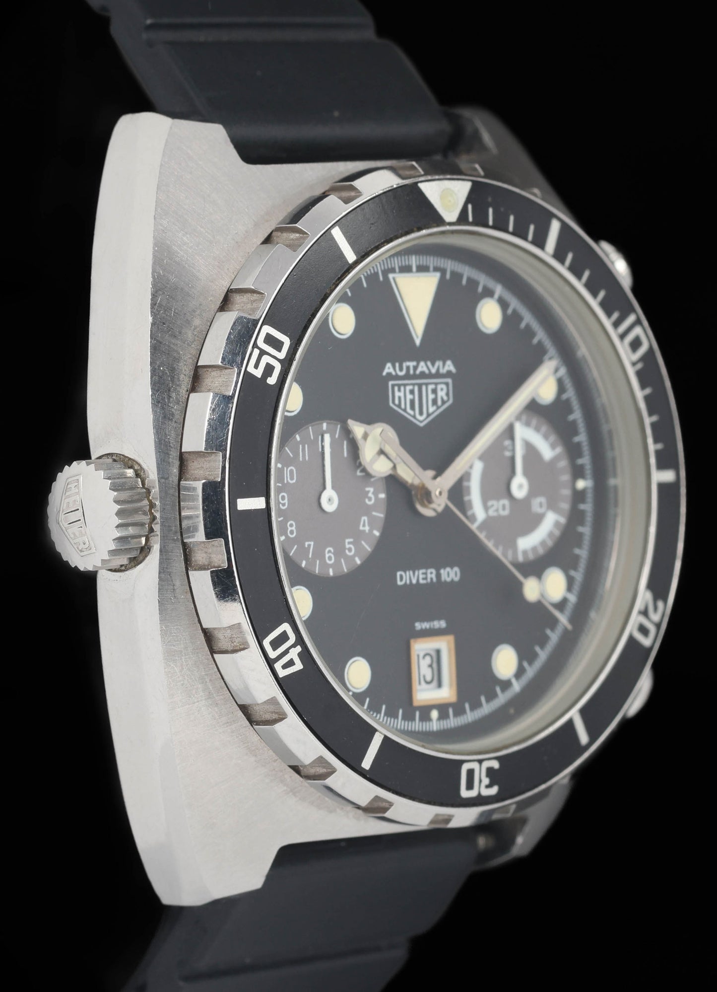 Preowned vintage Heuer Autavia 11063P 'Diver' 42mm 1983 | Crown Vintage Watches