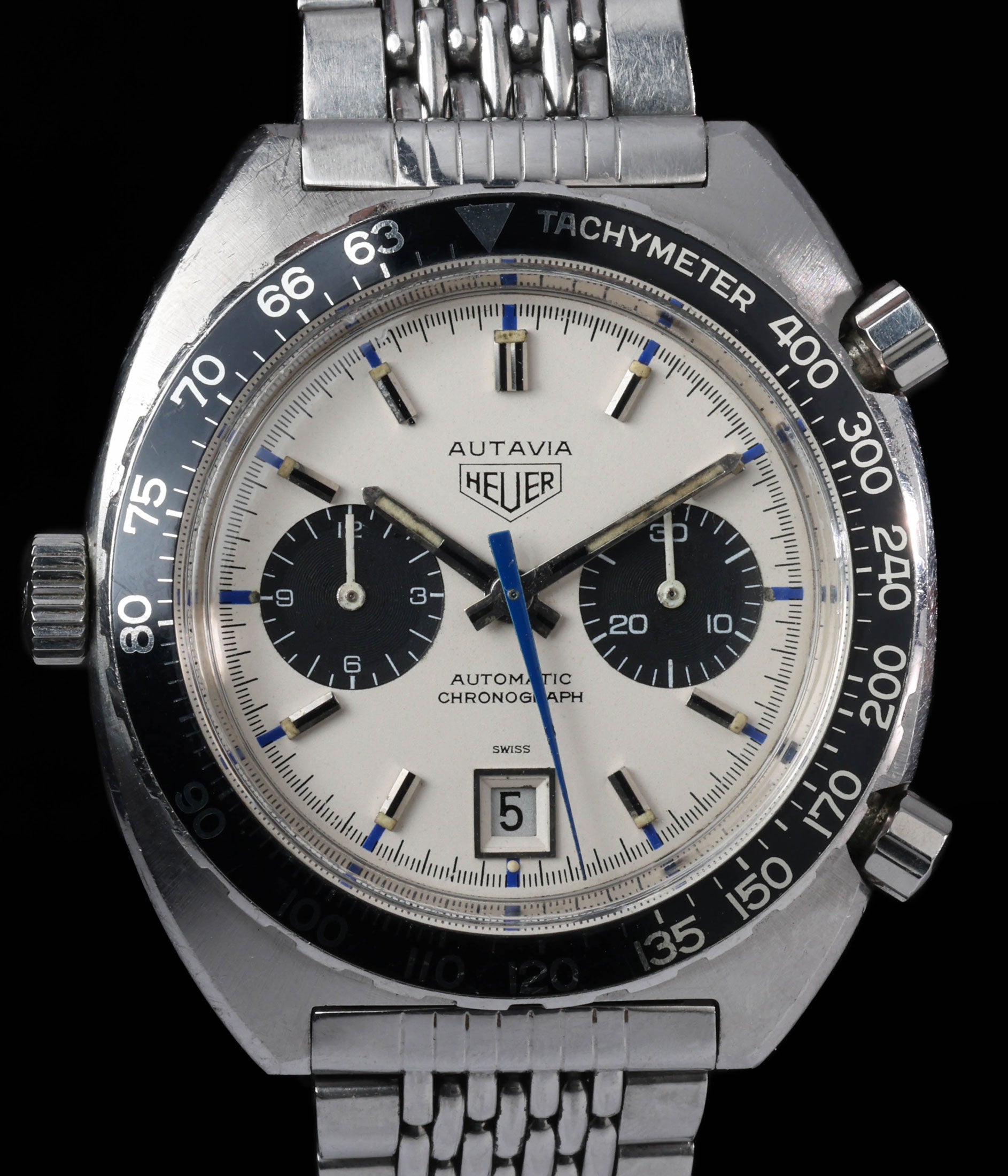 Pre-owned vintage Heuer Autavia 1163V 'Siffert' 42mm Circa 1969 | Crown Vintage Watches