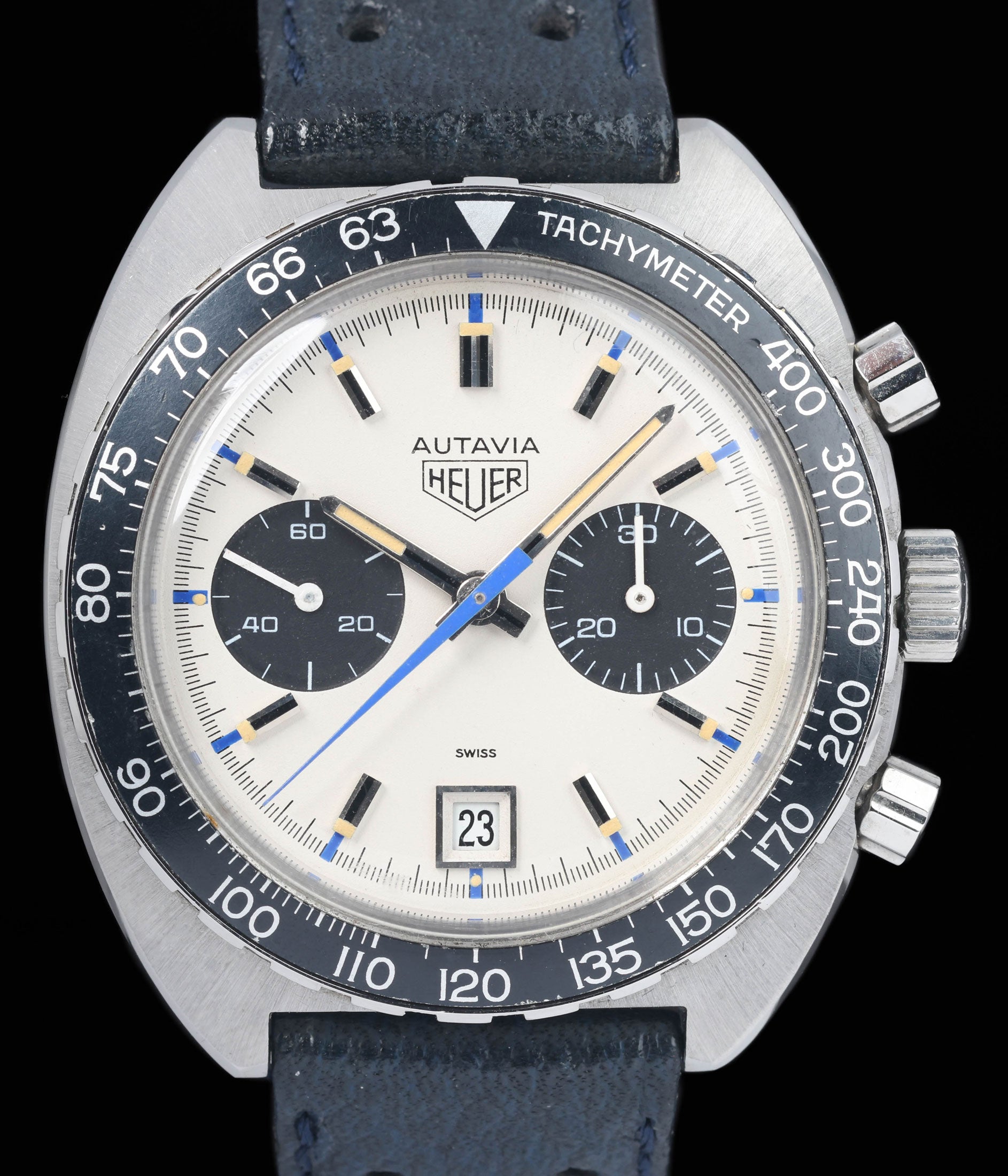 Preowned vintage Heuer Autavia 73463 'Siffert' 42mm 1972  | Crown Vintage Watches