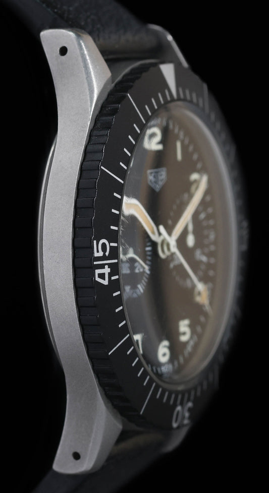 Pre-owned vintage Heuer Bundeswehr 1550SG 'Small T' 43mm 1970s | Crown Vintage Watches