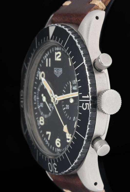 Preowned vintage Heuer Bundeswehr 1550SG 43mm 1970s | Crown Vintage Watches