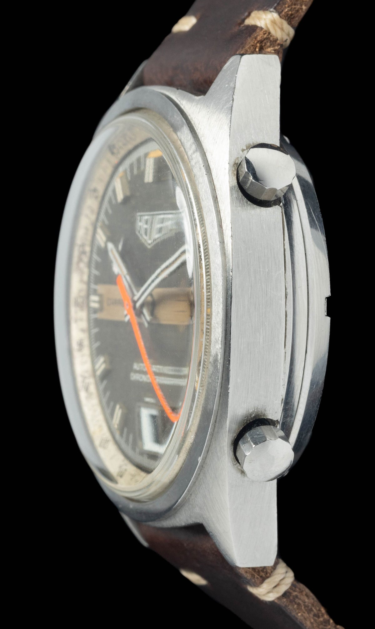 Preowned vintage Heuer Carrera 1553 'Tropical' 39mm Circa 1970s | Crown Vintage Watches