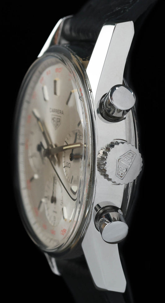 Pre-owned vintage Heuer Carrera 2447T White Dial 36mm 1960s | Crown Vintage Watches