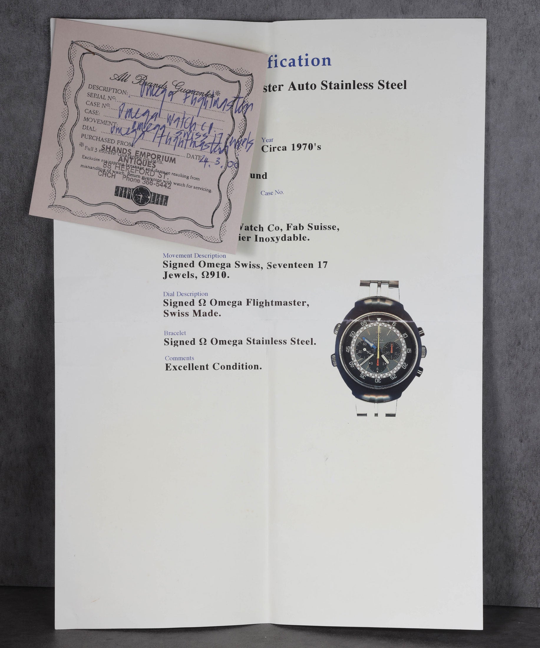Pre-owned vintage Omega Flightmaster 145.026 43MM 1960s | Crown Vintage Watches