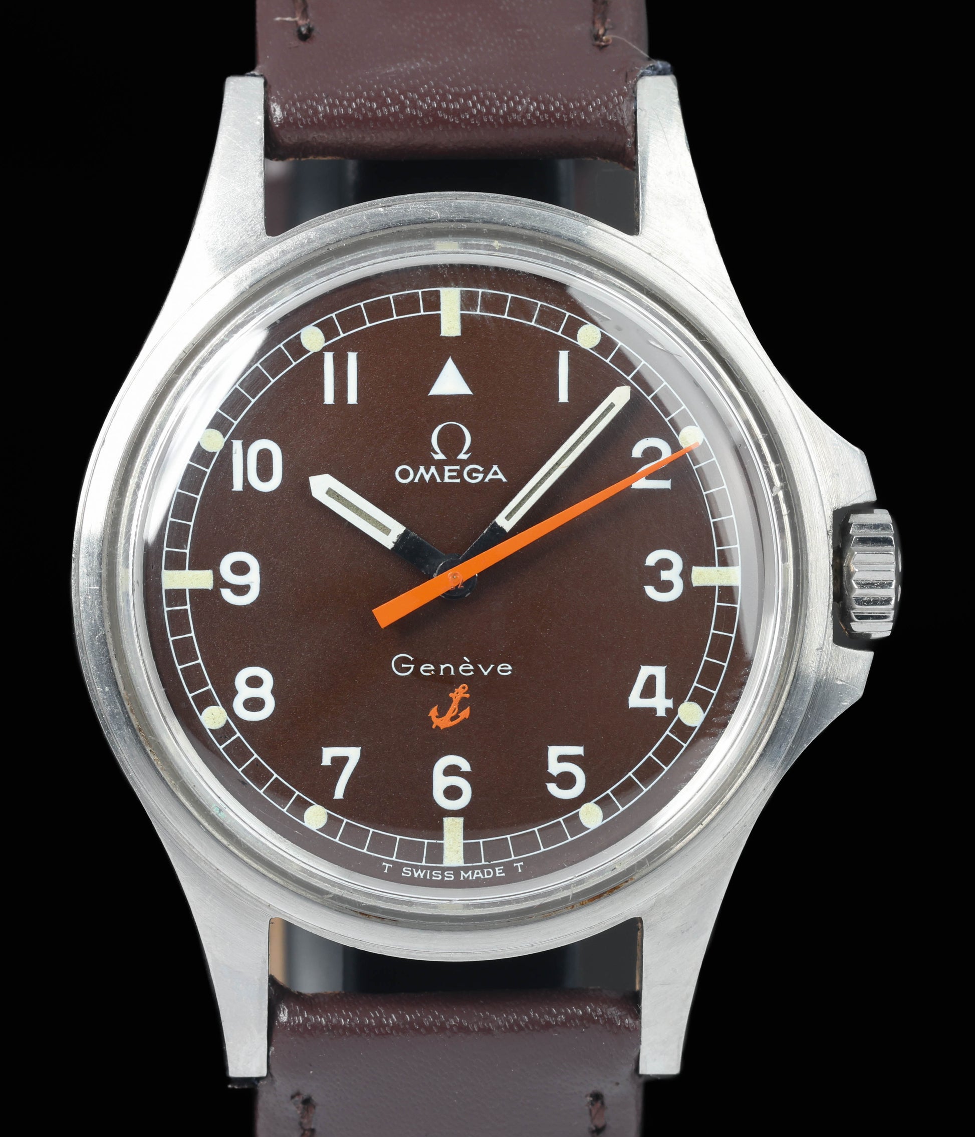 Preowned vintage Omega Genève Admiralty 135.015 'Tropical' 35mm Queensland Rail 1969 | Crown Vintage Watches