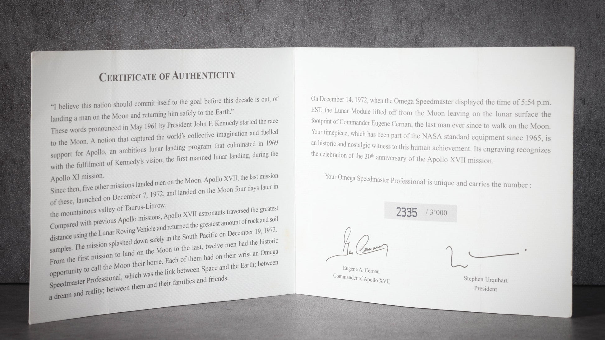 Preowned vintage Omega Speedmaster 3574.51 Apollo 17 'Ed Cernan' 42mm Circa 2002 | Crown Vintage Watches