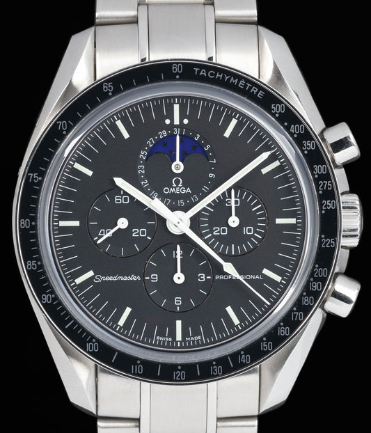 Preowned vintage Omega Speedmaster Professional 'Moonphase' 42MM Ref 3576.50 Box & Papers 2013 | Crown Vintage Watches