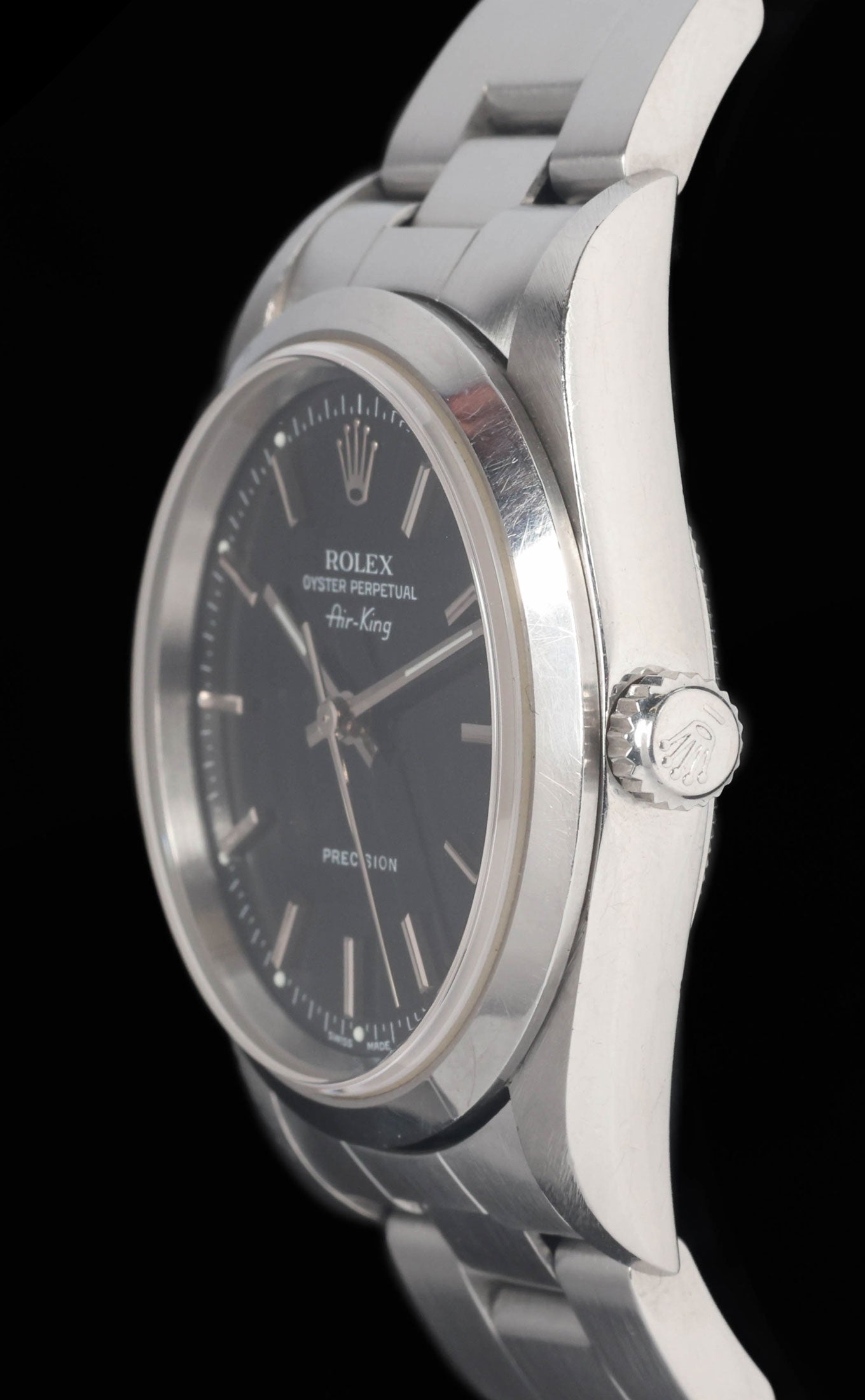 Preowned vintage Rolex Air-King 14000 Black Dial 34mm 1999 Box & Papers | Crown Vintage Watches
