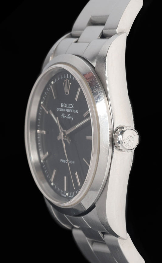 Preowned vintage Rolex Air-King 14000 Black Dial 34mm 1999 Box & Papers | Crown Vintage Watches