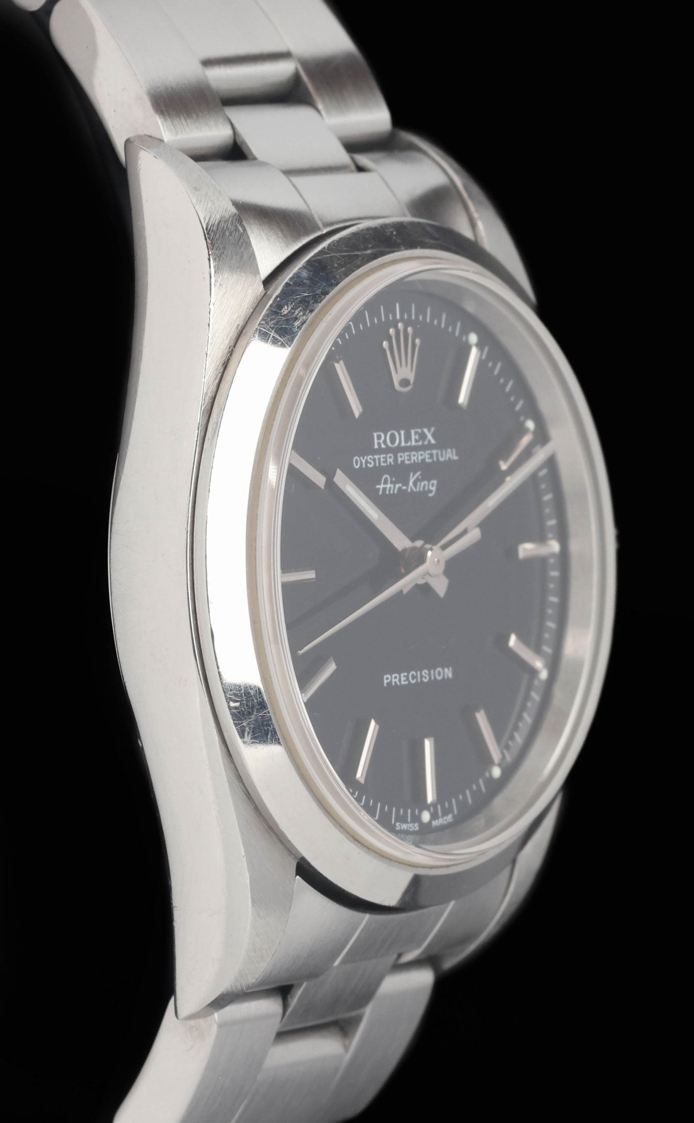 Preowned vintage Rolex Air-King 14000 Black Dial 34mm 1999 Box & Papers | Crown Vintage Watches