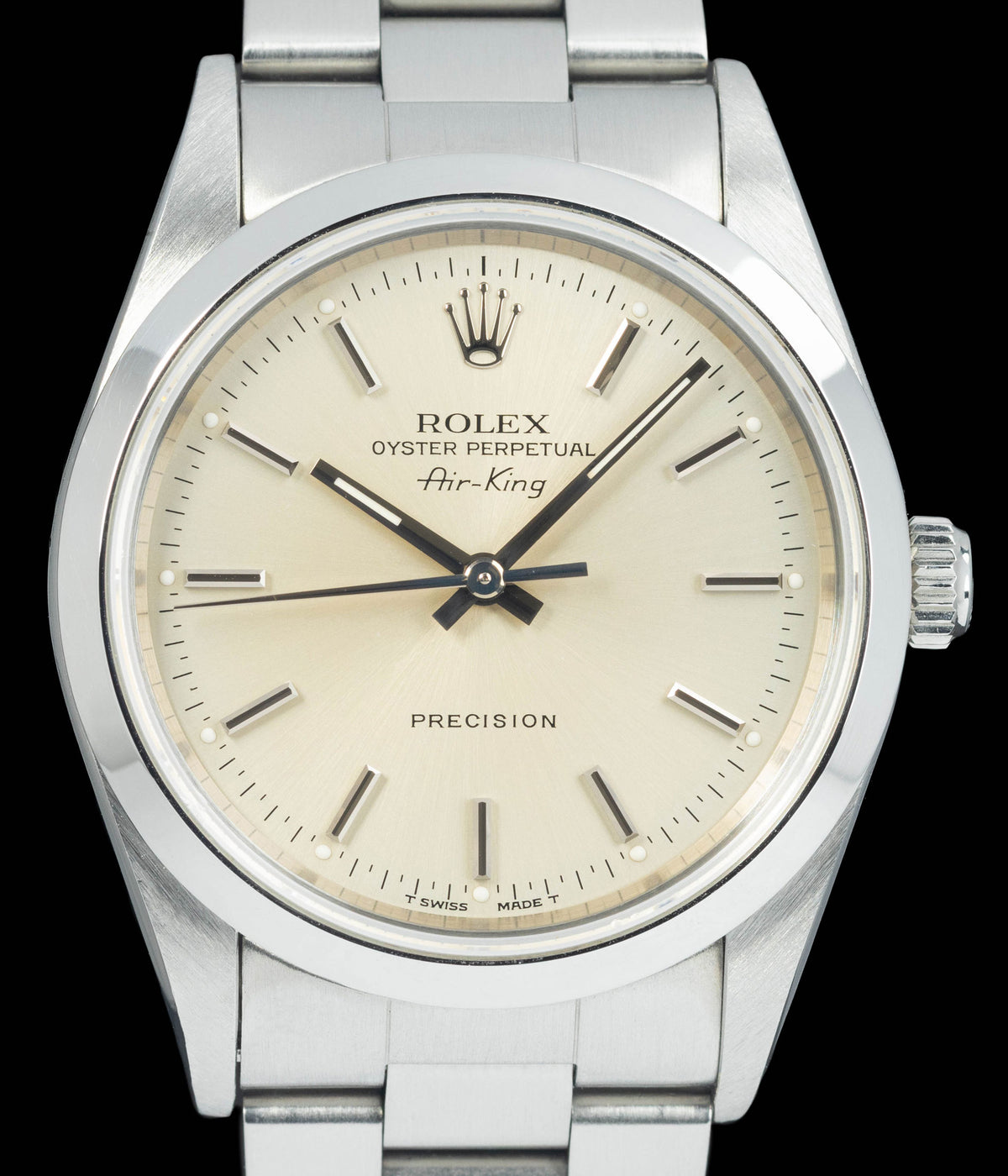 Preowned vintage Rolex Air-King 14000 'Tropical' Dial 34mm 1996 Box & Papers | Crown Vintage Watches
