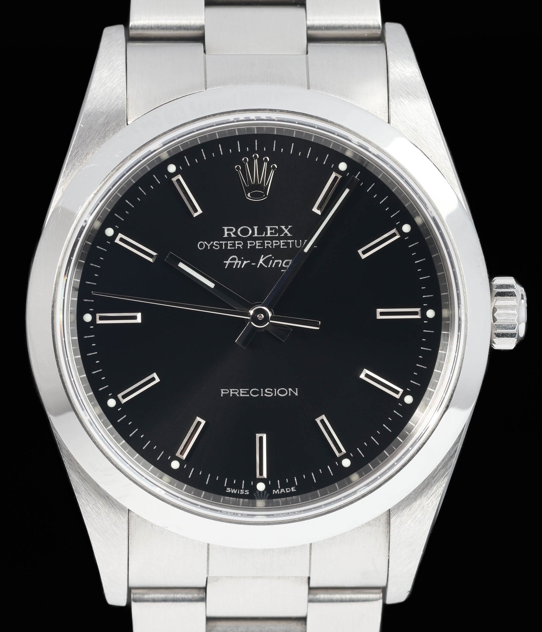 Preowned vintage Rolex Air-King 14000M Black Dial 34mm 2000 Box & Papers | Crown Vintage Watches