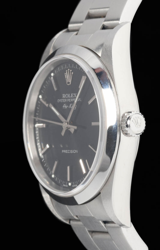 Preowned vintage Rolex Air-King 14000M Black Dial 34mm 2000 Box & Papers | Crown Vintage Watches