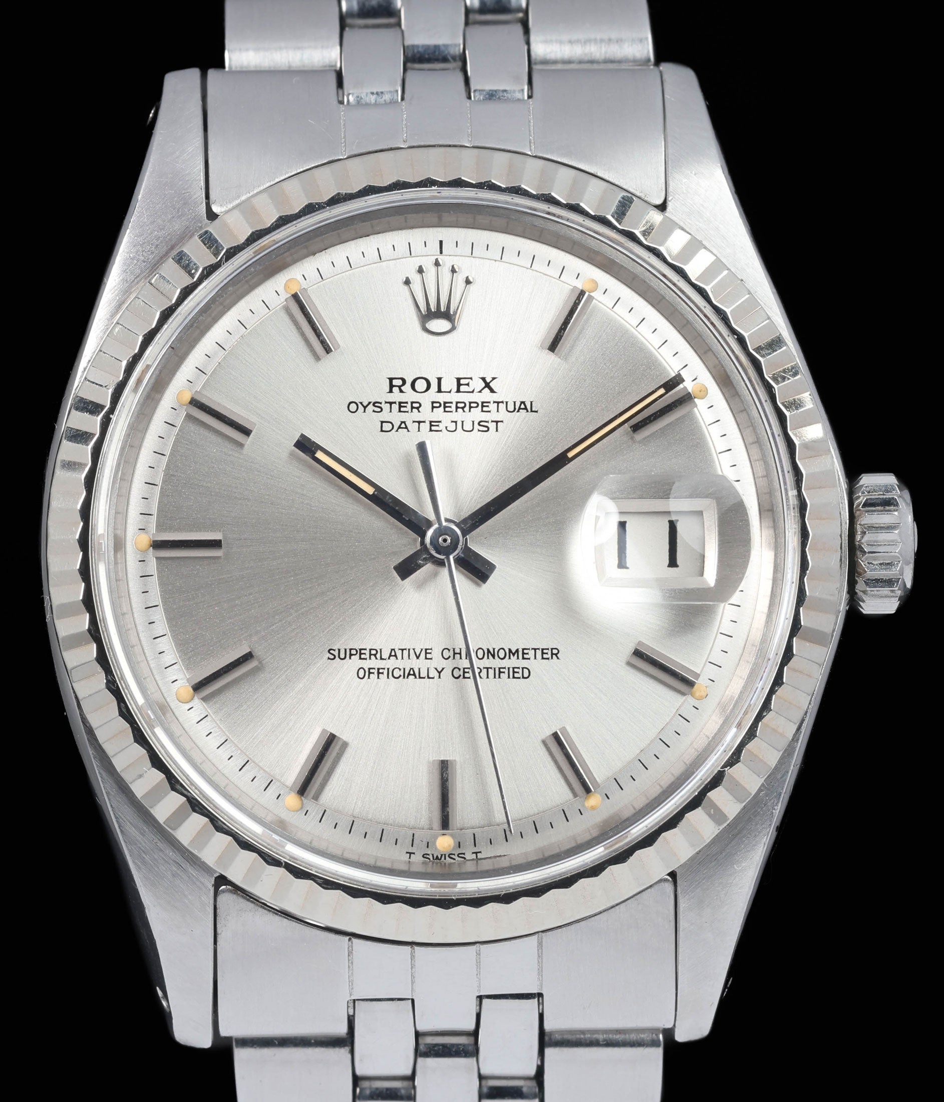 Preowned vintage Rolex Datejust 1601 36mm Pie Pan Dial 1971 Box and Papers | Crown Vintage Watches