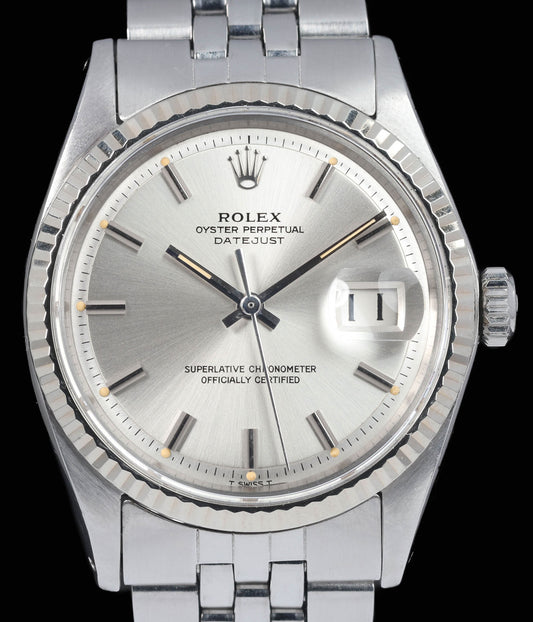 Preowned vintage Rolex Datejust 1601 36mm Pie Pan Dial 1971 Box and Papers | Crown Vintage Watches