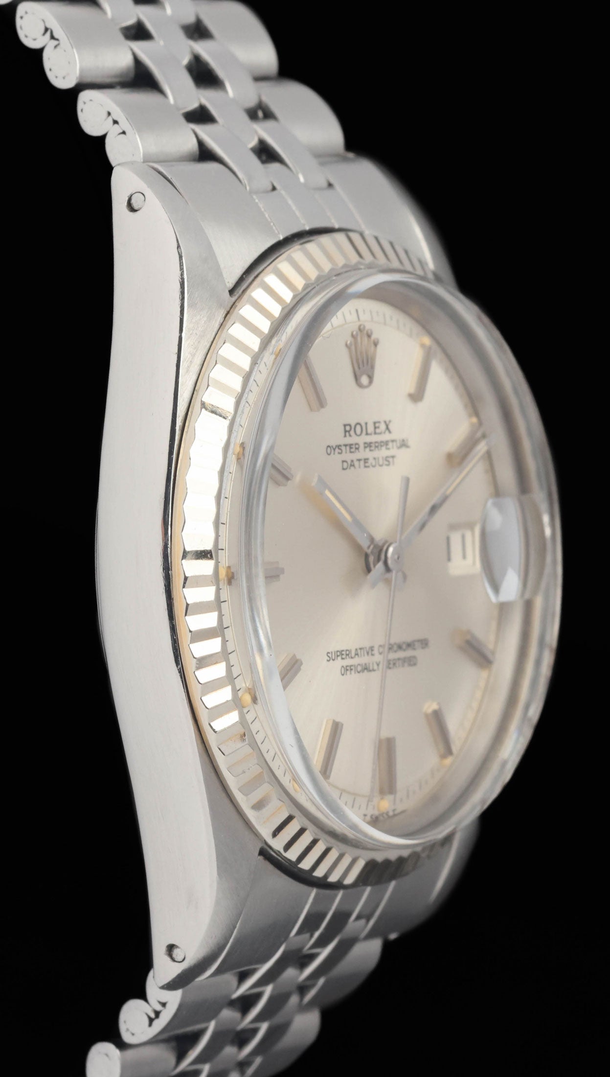 Preowned vintage Rolex Datejust 1601 36mm Pie Pan Dial 1971 Box and Papers | Crown Vintage Watches