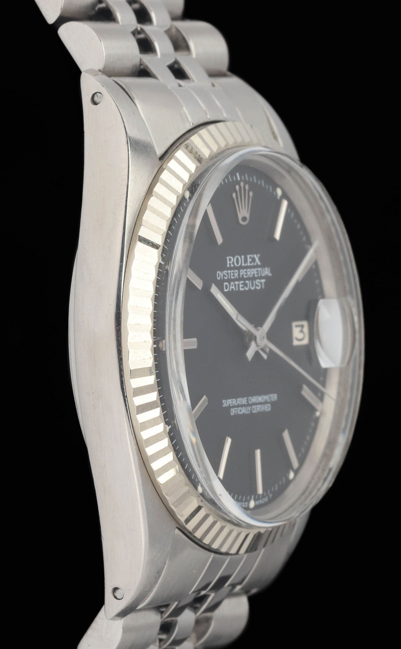 Preowned vintage Rolex Datejust 1601 'Matte Black dial' 36mm 1971 | Crown Vintage Watches