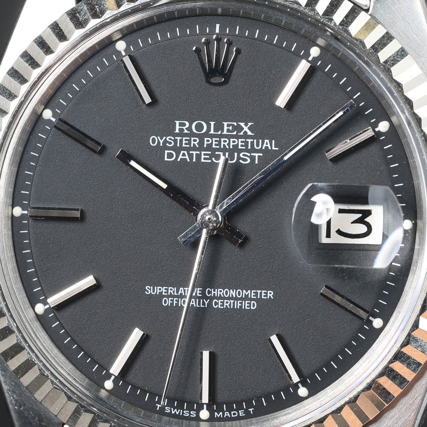 Preowned vintage Rolex Datejust 1601 'Matte Black dial' 36mm 1971 | Crown Vintage Watches