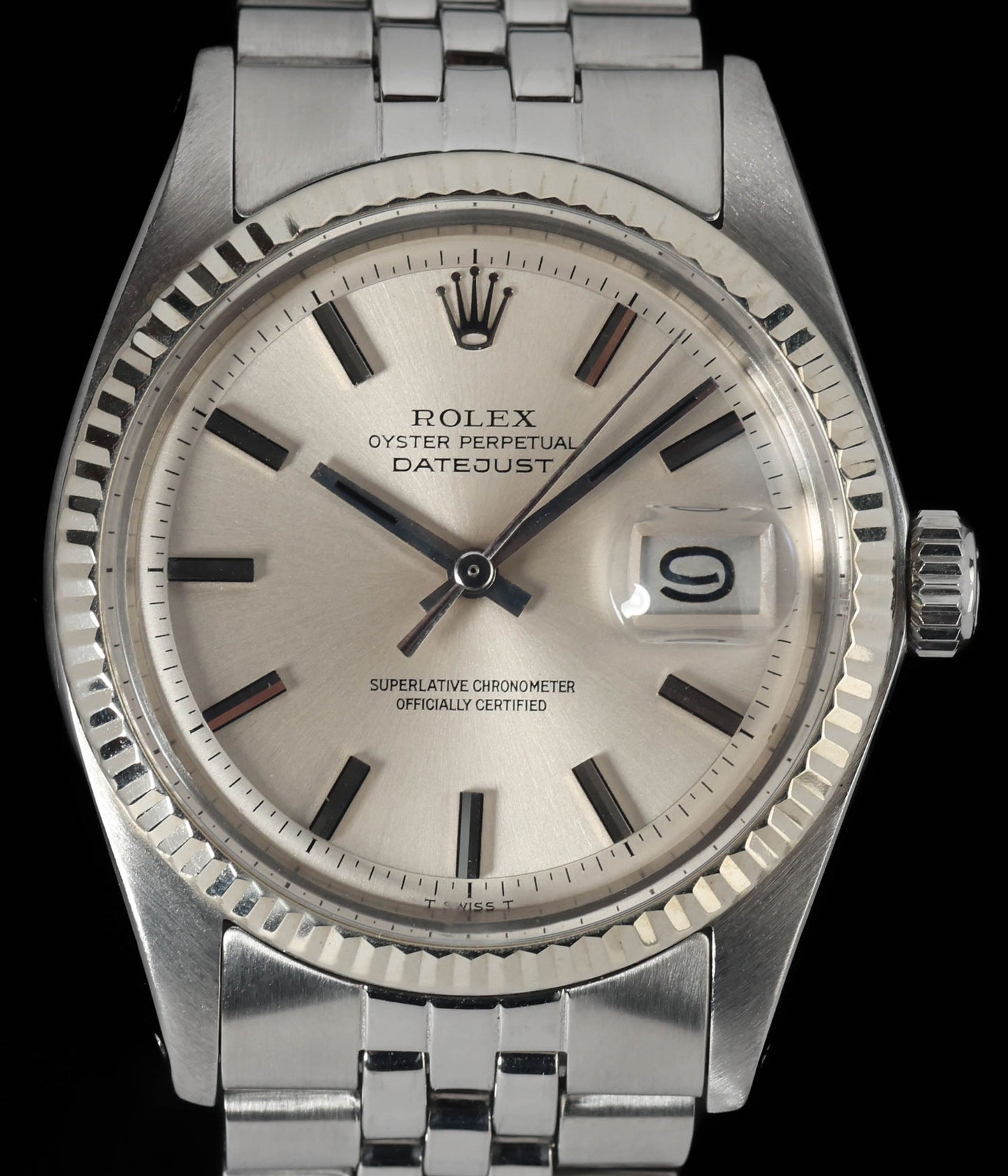 Pre-owned vintage Rolex Datejust 1601 'Non-Lume' 36MM 1973 | Crown Vintage Watches