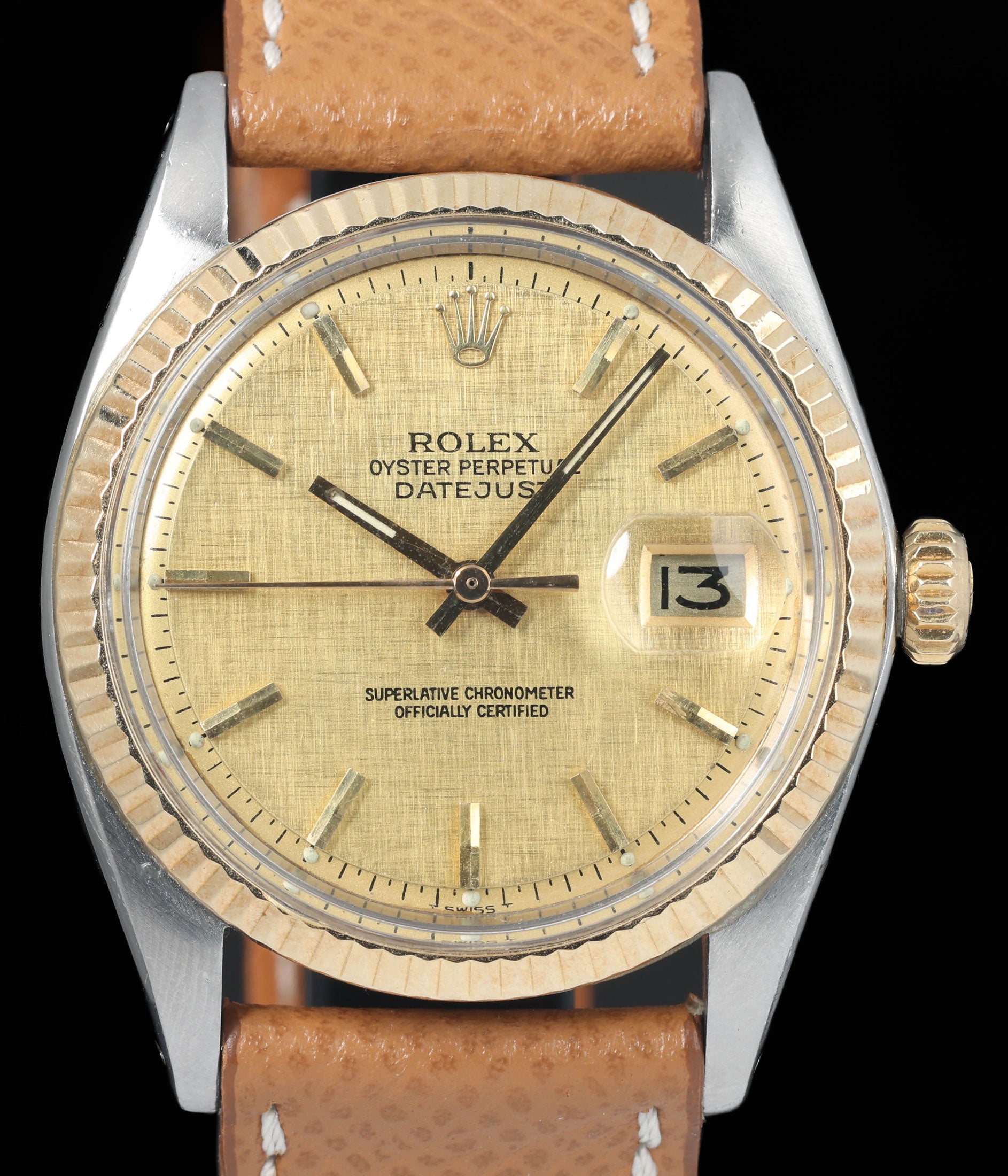 Preowned vintage Rolex Datejust 1601 Two Tone Linen Dial 36mm 1978 | Crown Vintage Watches