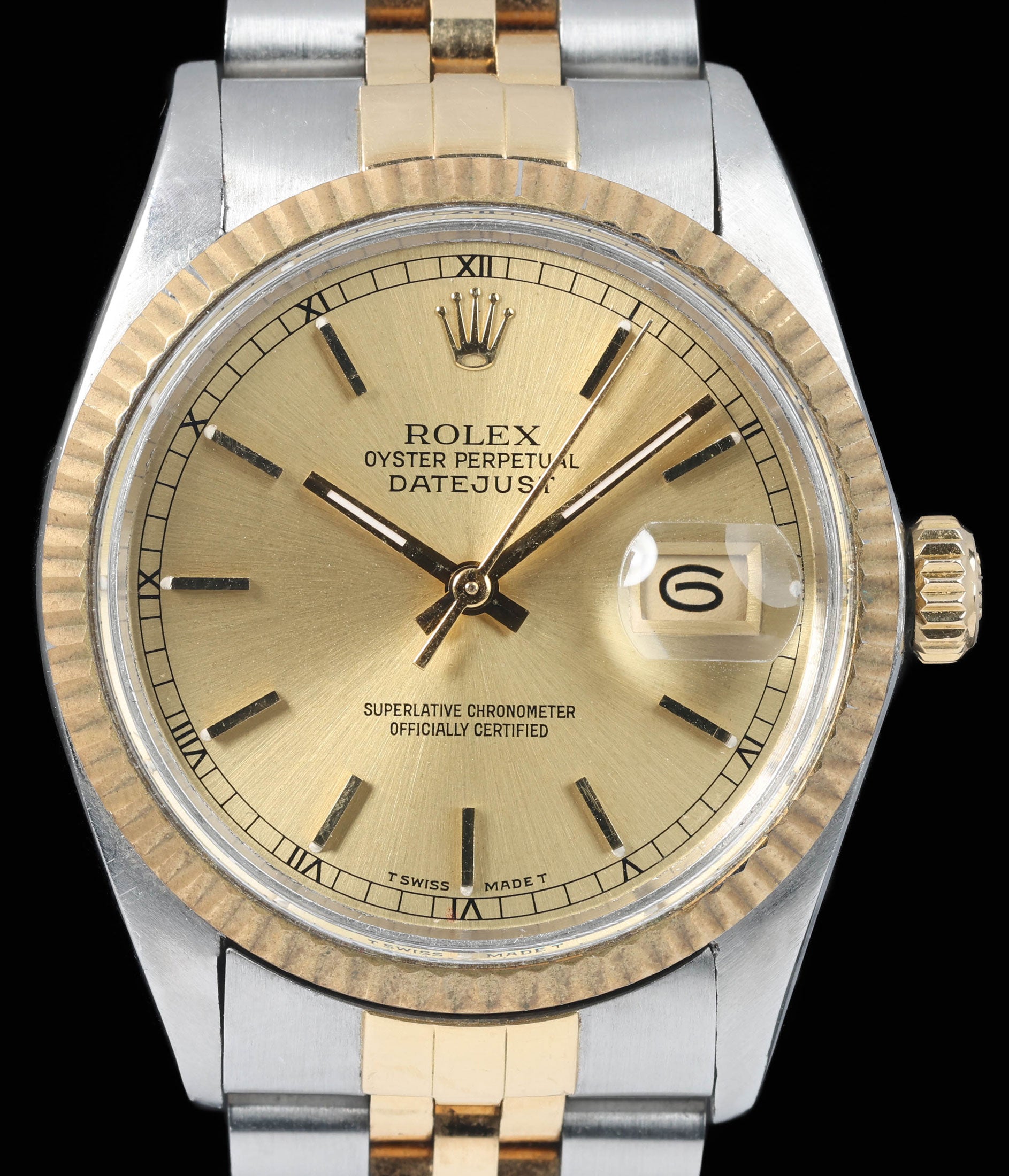 Preowned vintage Rolex Datejust 16013 'Champagne Dial' 36mm 1987 Box & Papers | Crown Vintage Watches