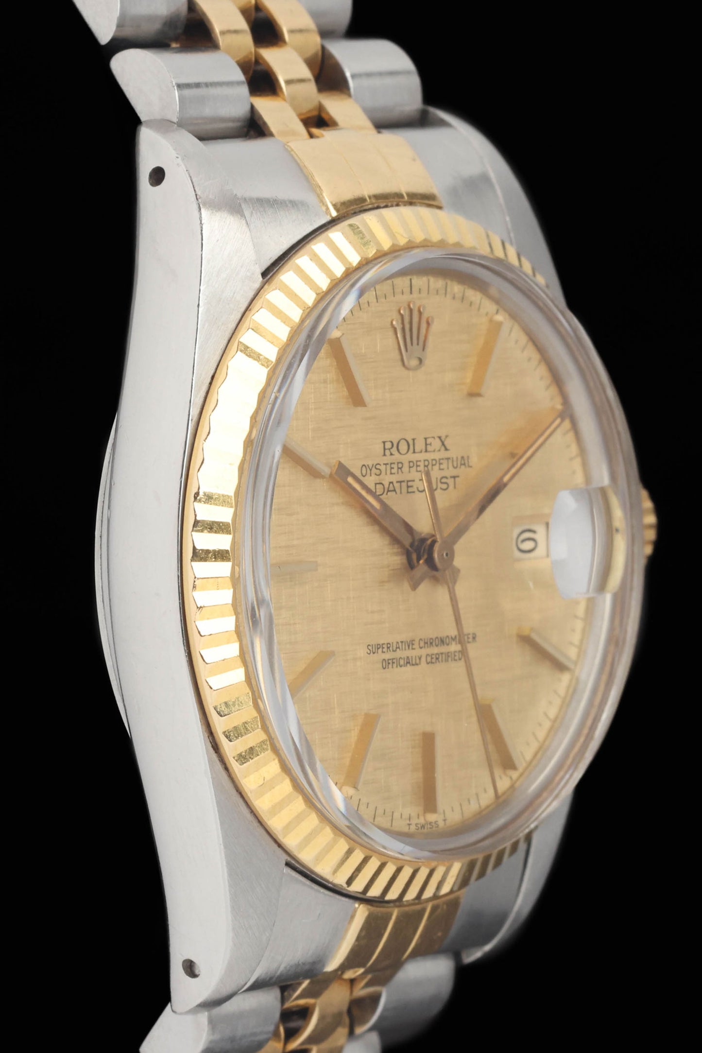 Preowned vintage Rolex Datejust 16013 'Linen Dial' 36mm Two-Tone Jubilee Circa 1984 | Crown Vintage Watches