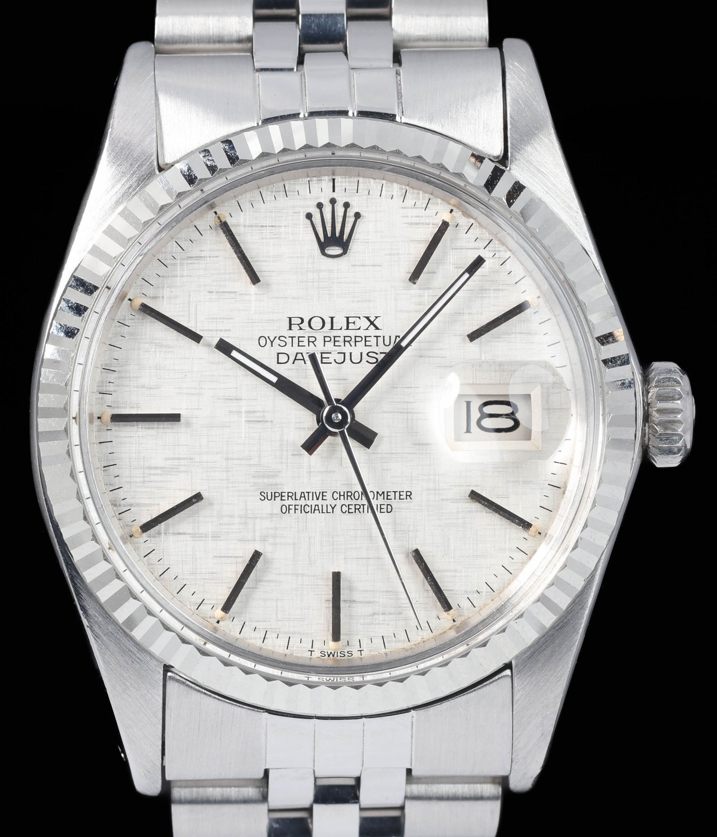 Preowned vintage Rolex Datejust 16014 'Linen Dial'  36MM 1985 | Crown Vintage Watches