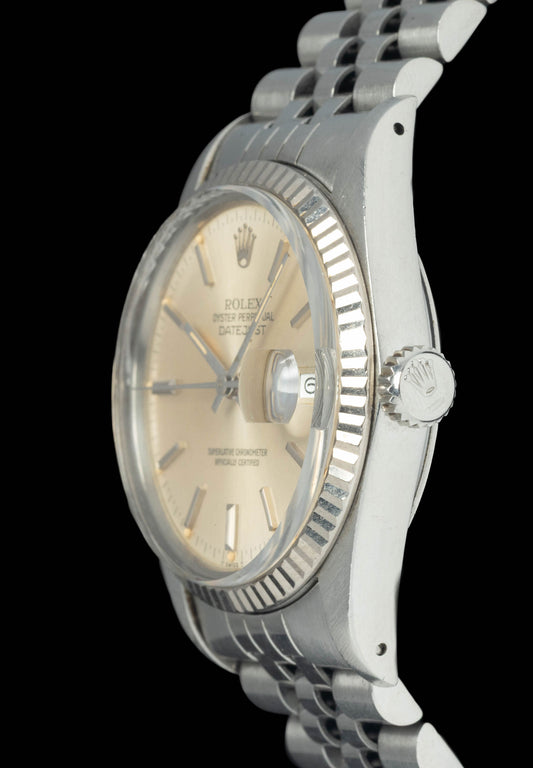 Preowned vintage Rolex Datejust 16014 'Silver Dial'  36MM 1984 Papers | Crown Vintage Watches