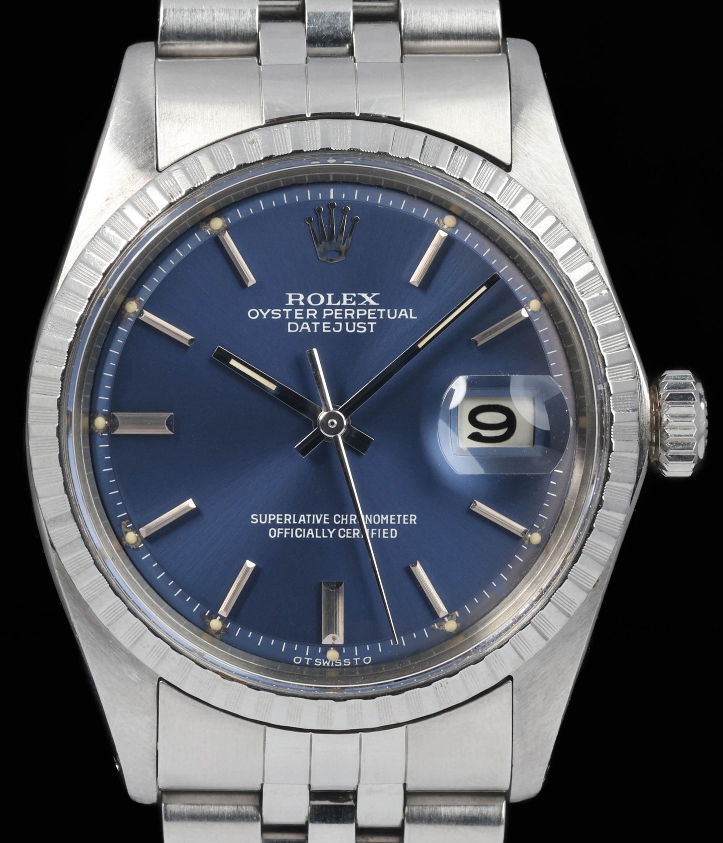 Preowned vintage Rolex Datejust 1603 Blue 'Sigma Dial' 36MM 1970s | Crown Vintage Watches