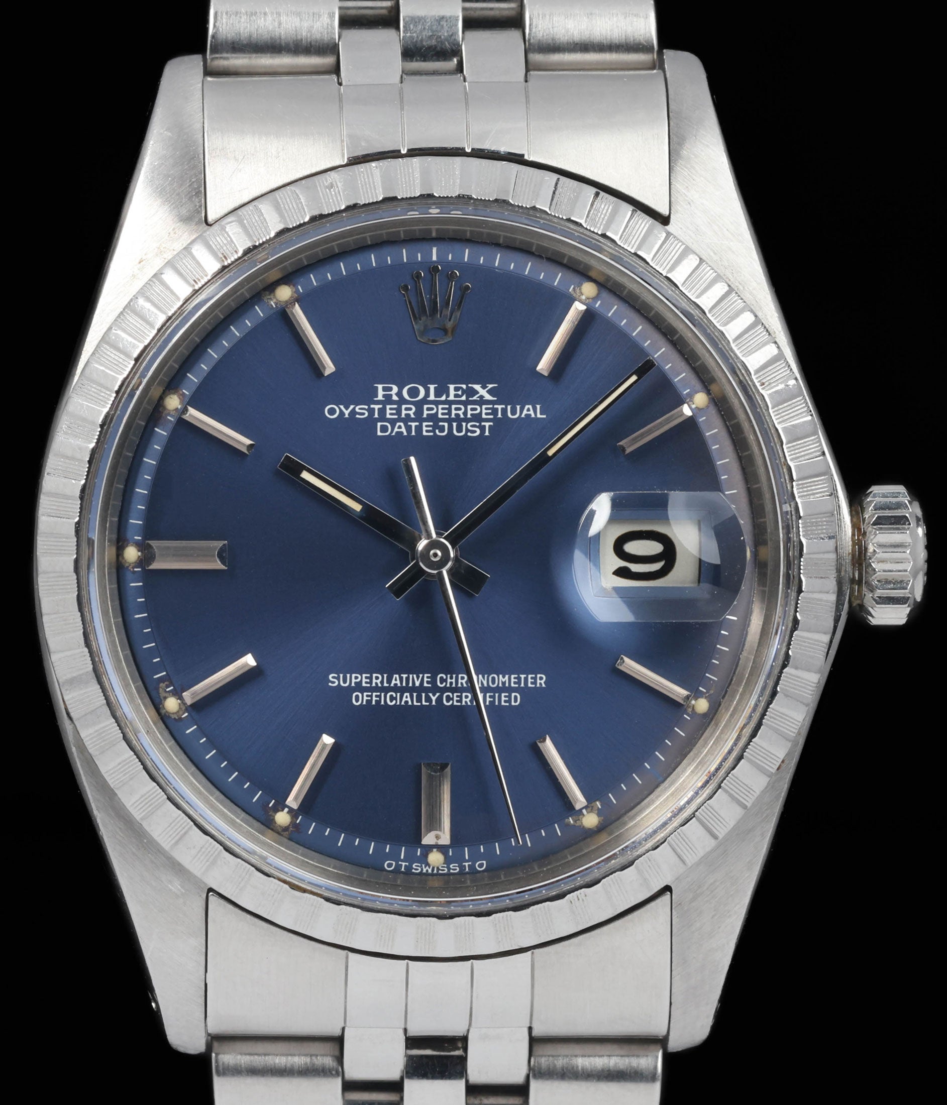 Preowned vintage Rolex Datejust 1603 Blue 'Sigma Dial' 36MM 1970s | Crown Vintage Watches
