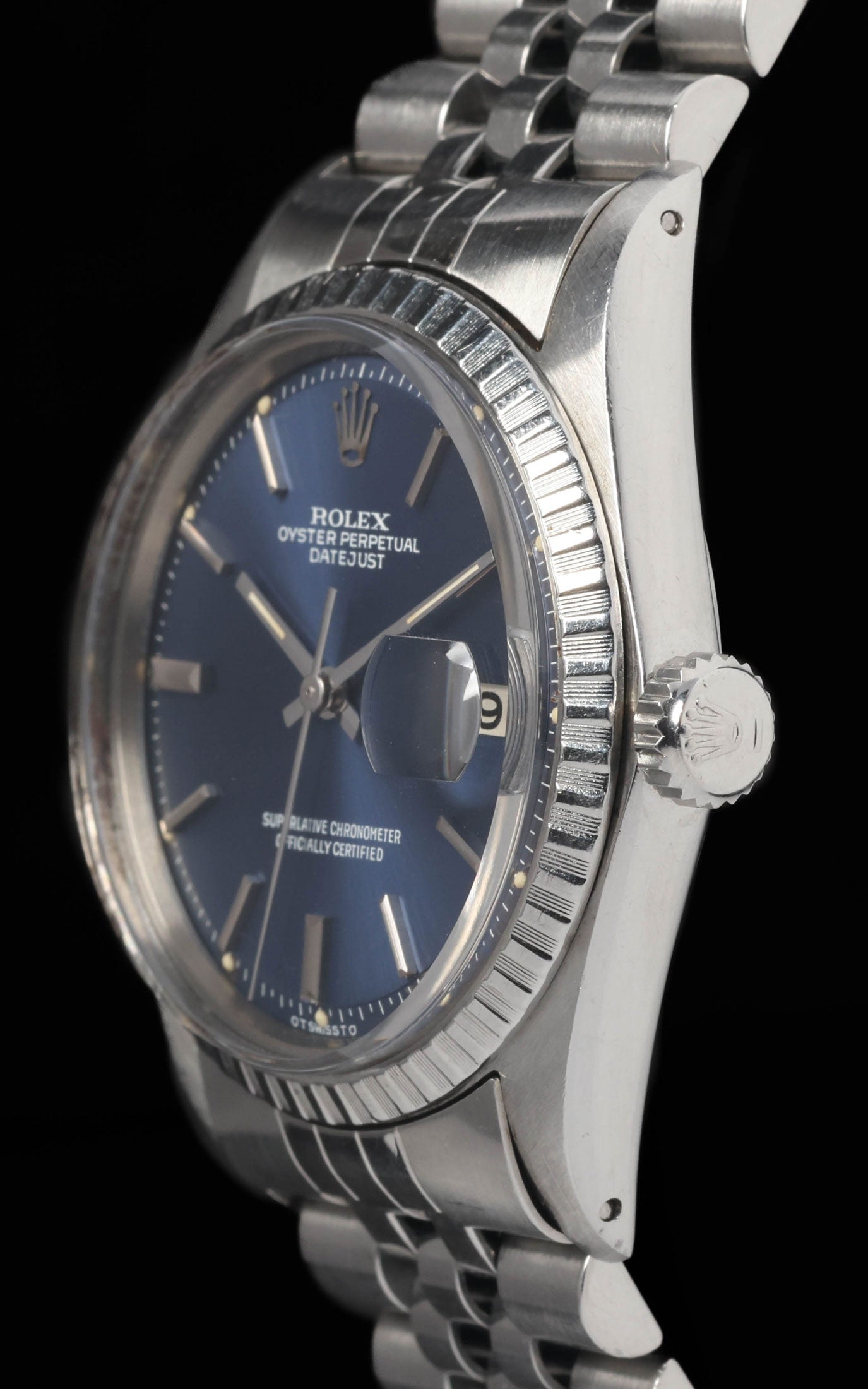 Preowned vintage Rolex Datejust 1603 Blue 'Sigma Dial' 36MM 1970s | Crown Vintage Watches