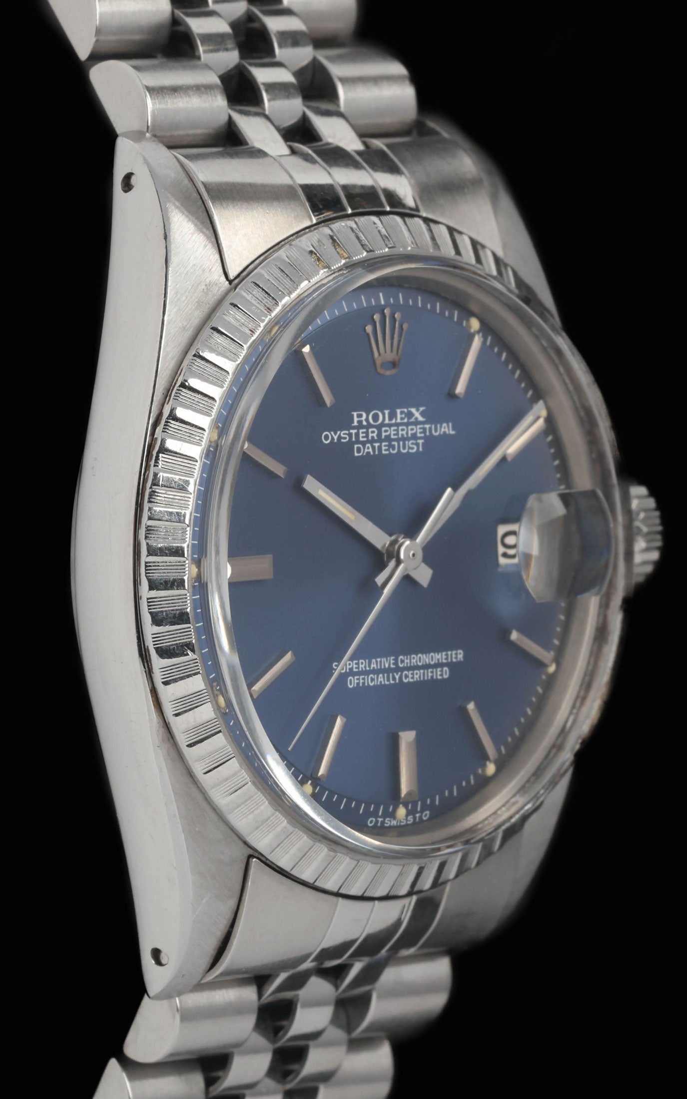 Preowned vintage Rolex Datejust 1603 Blue 'Sigma Dial' 36MM 1970s | Crown Vintage Watches