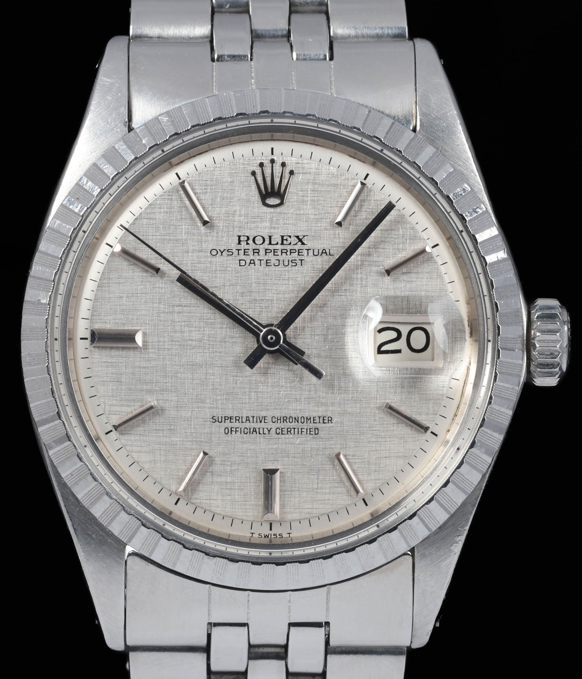 Pre-owned vintage Rolex Datejust 1603 'Linen-dial' 36mm 1973 | Crown Vintage Watches