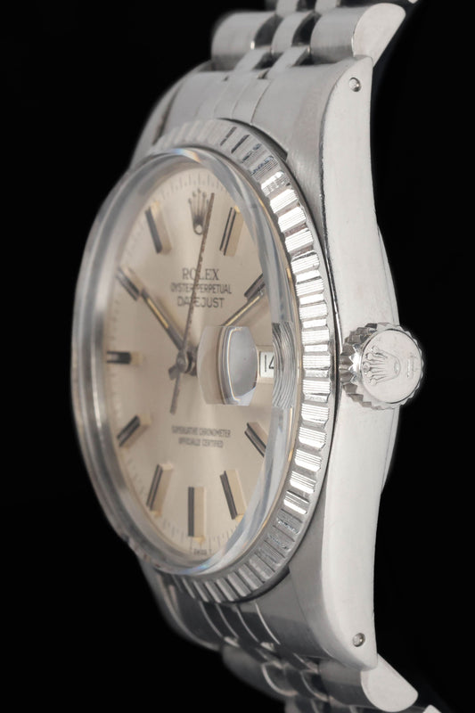 Preowned vintage Rolex Datejust 16030 'Silver Dial' 36mm 1982 Box & Papers | Crown Vintage Watches