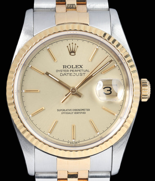 Preowned vintage Rolex Datejust 16233 Champagne Dial 36MM 1993 | Crown Vintage Watches