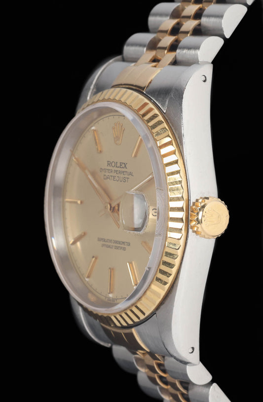 Preowned vintage Rolex Datejust 16233 Champagne Dial 36MM 1993 | Crown Vintage Watches