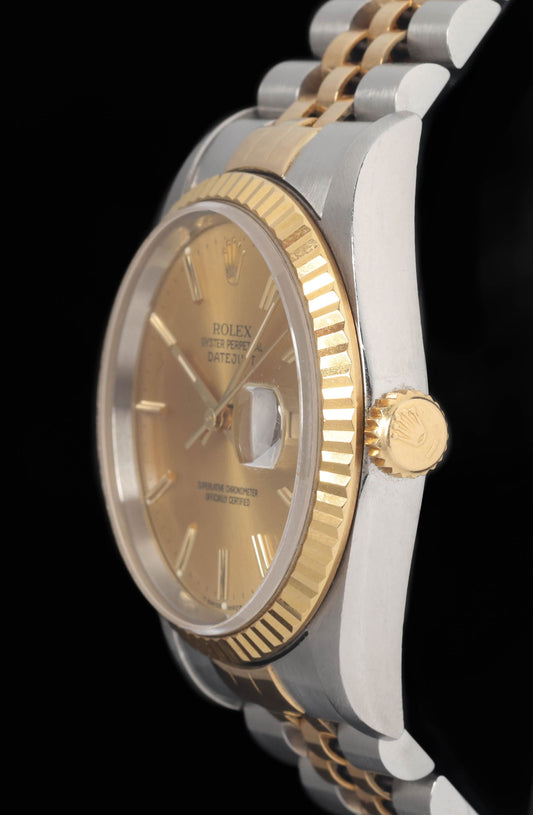 Preowned vintage Rolex Datejust 16233 Champagne Dial 36MM Two-Tone 1993 | Crown Vintage Watches