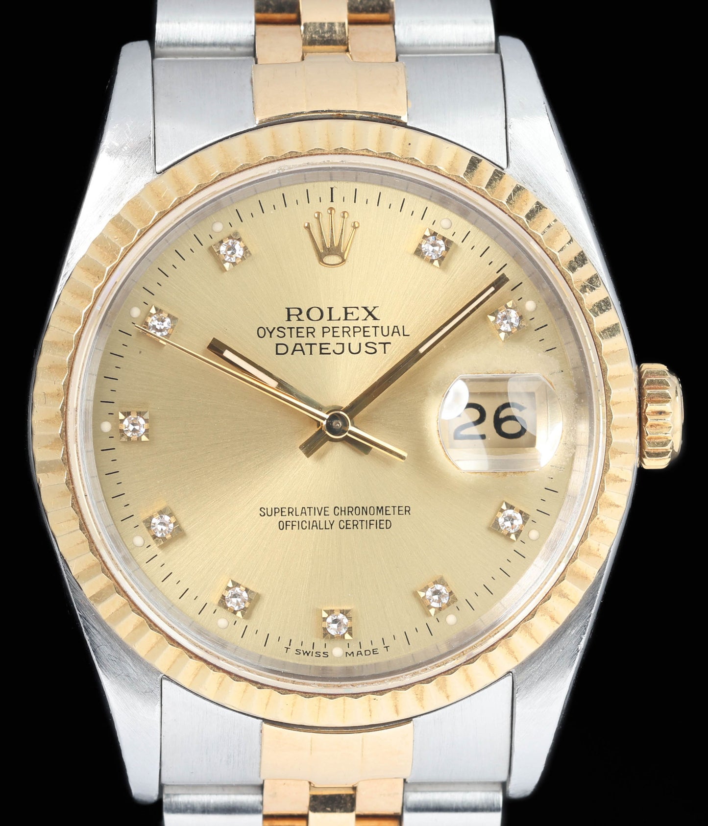 Preowned vintage  Rolex Datejust 16233G Champagne Diamond Dial 1991 | Crown Vintage Watches