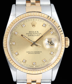 Rolex Datejust 16233G Champagne Diamond Dial 1991