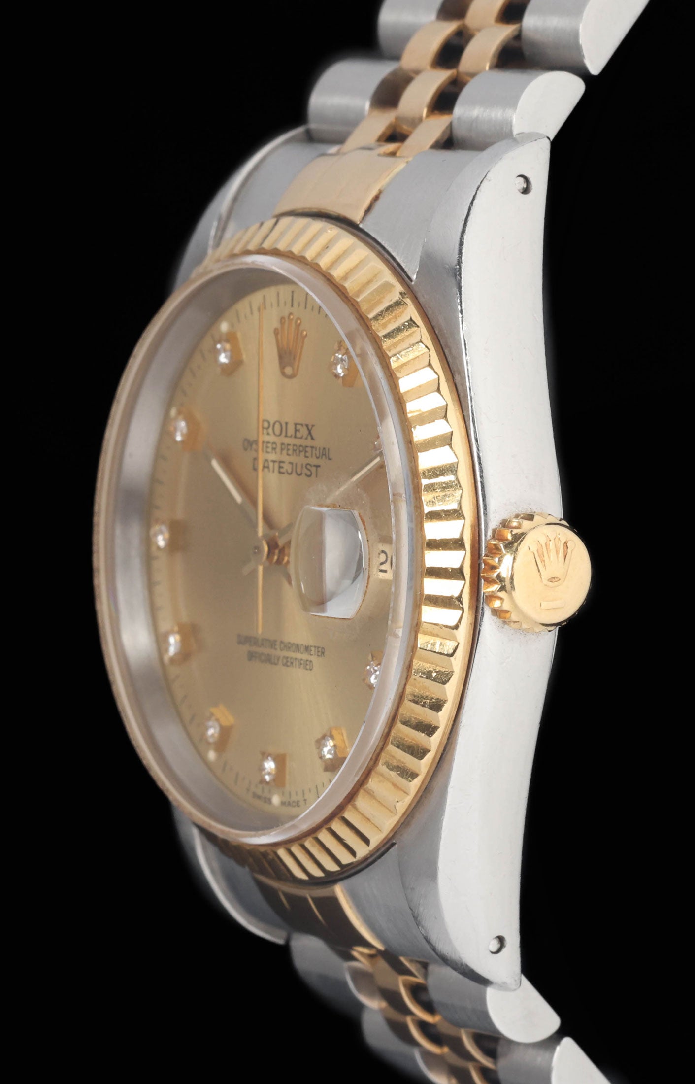 Preowned vintage  Rolex Datejust 16233G Champagne Diamond Dial 1991 | Crown Vintage Watches