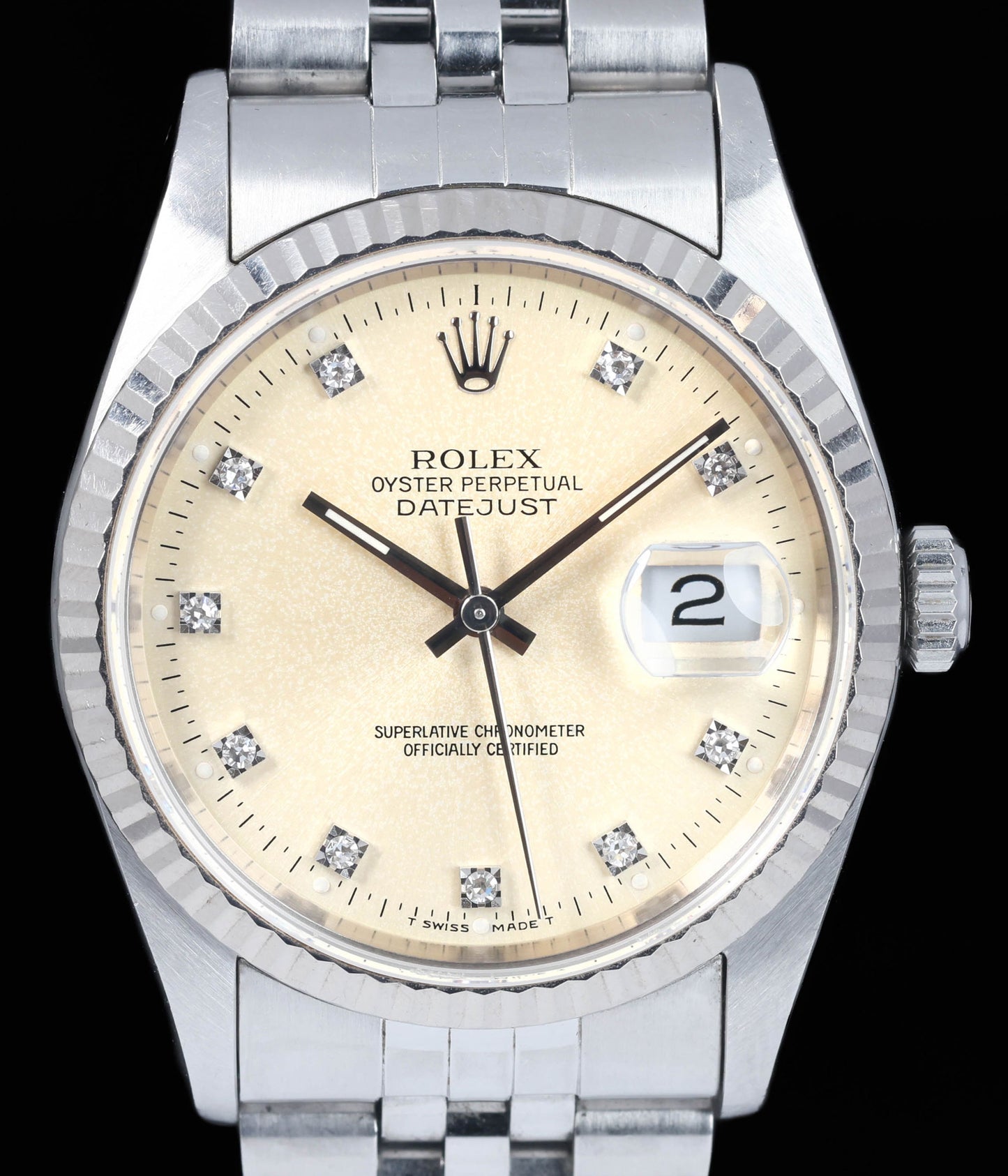 Preowned vintage Rolex Datejust 16234 Diamond Dial 36mm 1993 Box & Papers | Crown Vintage Watches