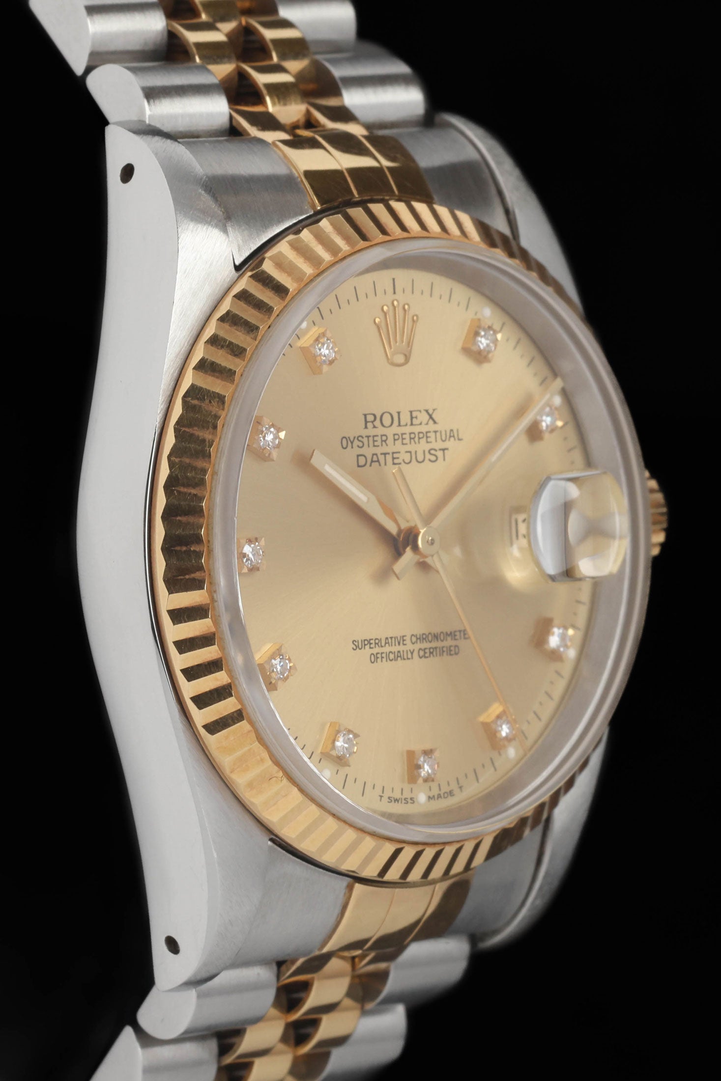 Pre-owned vintage Rolex Datejust 36MM Diamond Dial 16233G 1991 Box & Papers | Crown Vintage Watches