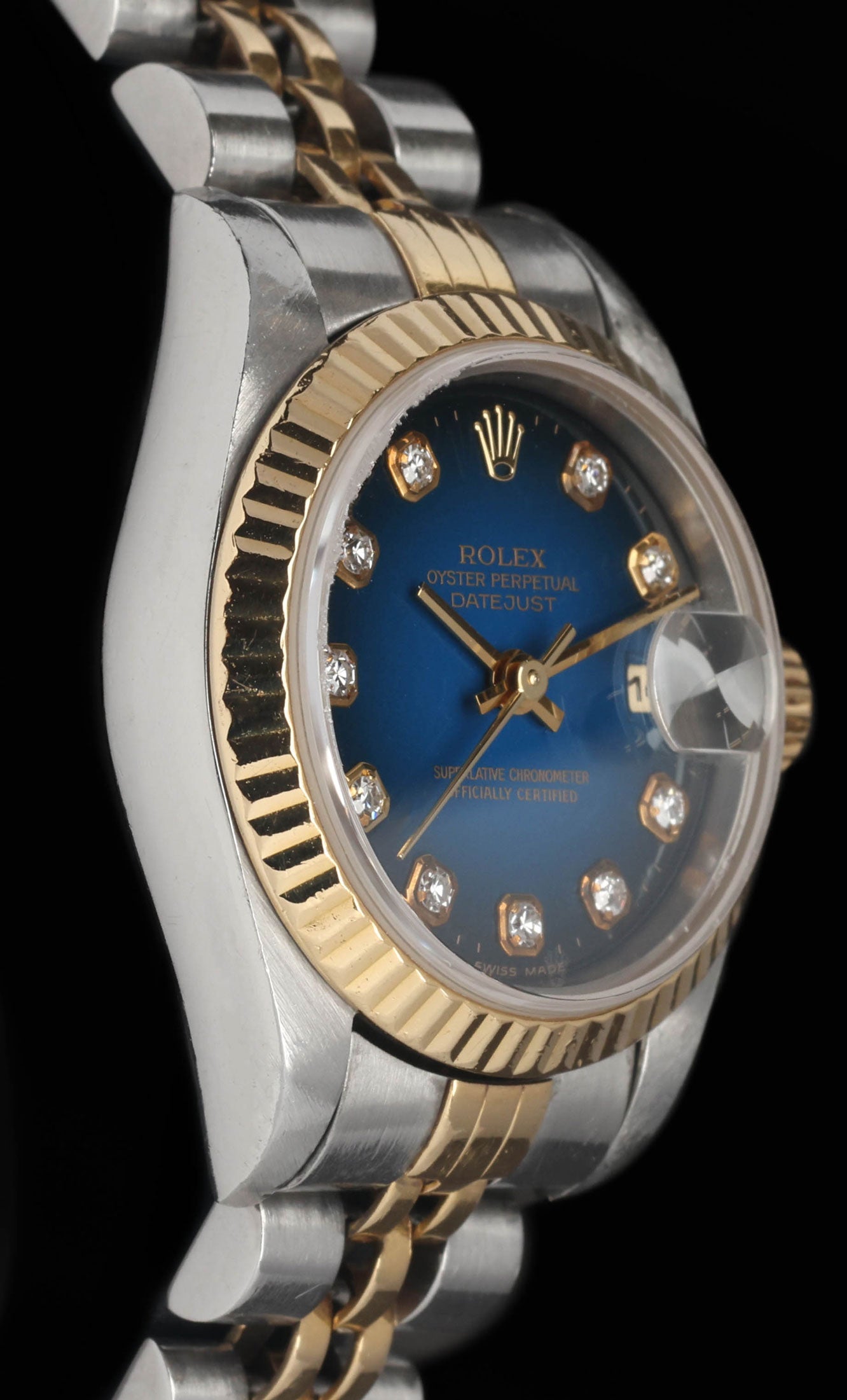 Pre-owned vintage Rolex Datejust 69173 Blue Vignette Dial 26MM 1996 | Crown Vintage Watches