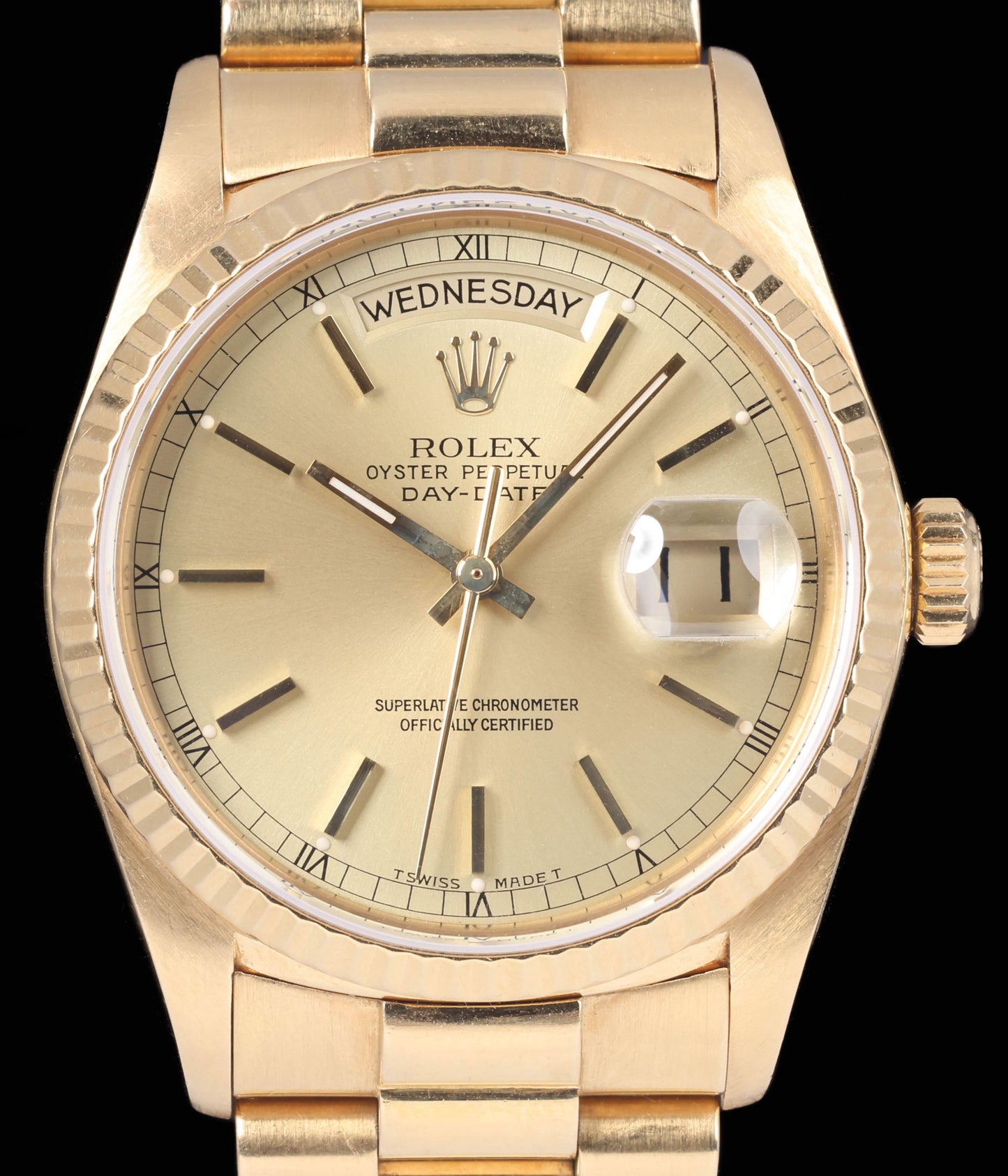 Preloved Rolex Day Date 18038 Champagne Dial 36MM 1987 | Crown Vintage Watches